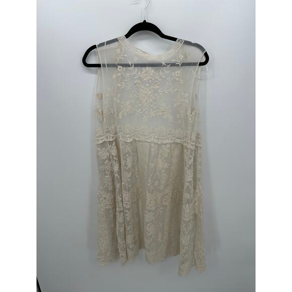 Sweet Generis Women Cream Lace Cardigan Vest Size M/L Boho Festival Hippie Gypsy - Picture 2 of 7
